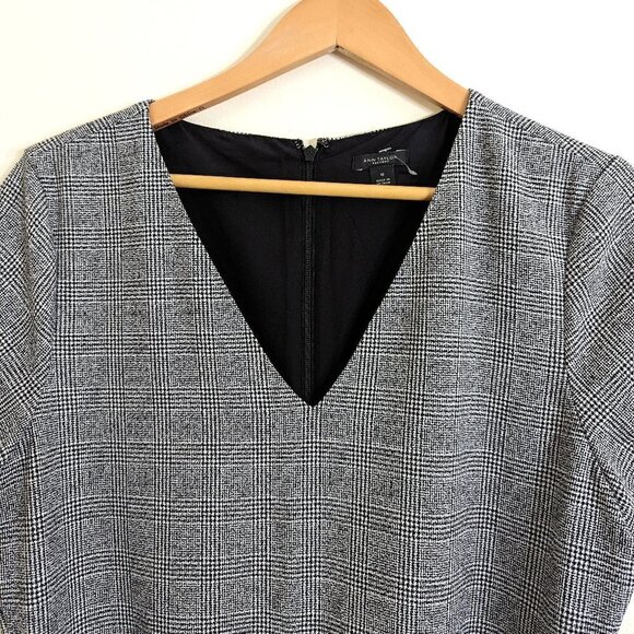 NWOT Ann Taylor Short Sleeve Belt  Gray Plaid Jumpsuit Size 10 - Picture 3 of 7
